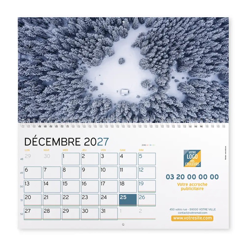 Calendrier mural (33x32 cm) personnalisé - Vue du ciel