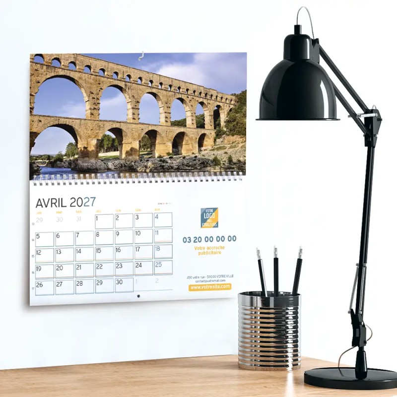 Calendrier mural (33x32 cm) personnalisé - Patrimoine France