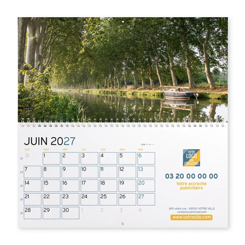 Calendrier mural (33x32 cm) personnalisé - Patrimoine France