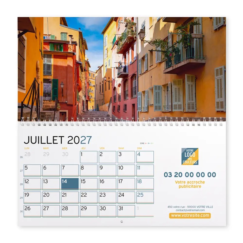 Calendrier mural (33x32 cm) personnalisé - Patrimoine France