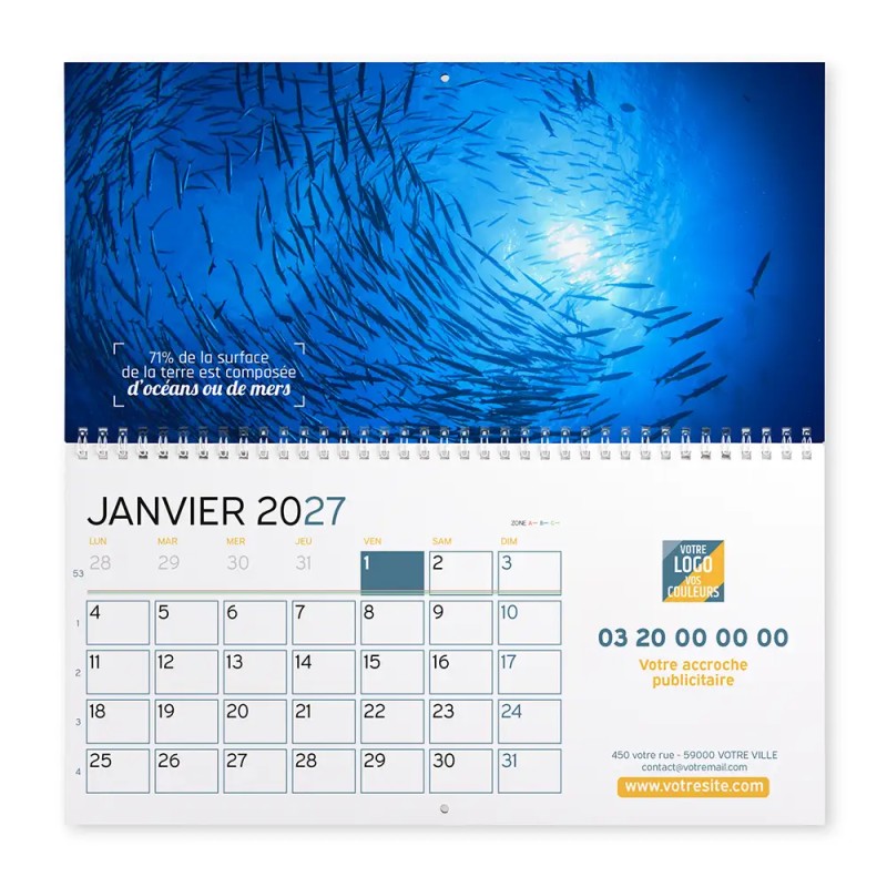 Calendrier mural (33x32 cm) personnalisé - Océan