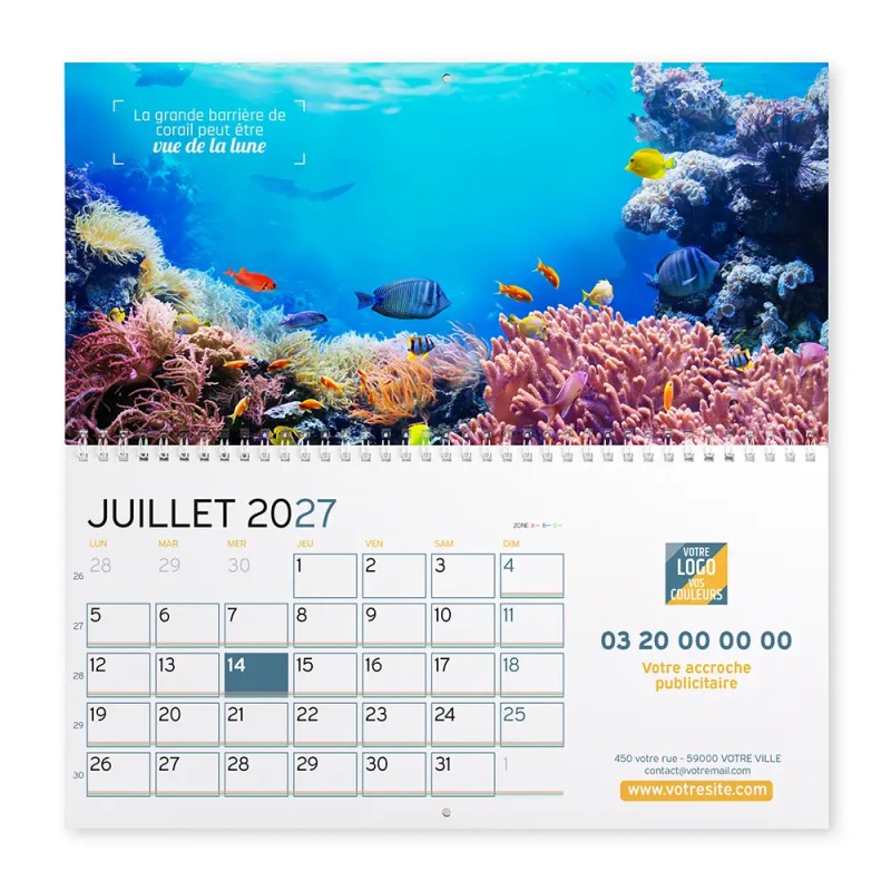 Calendrier mural (33x32 cm) personnalisé - Océan