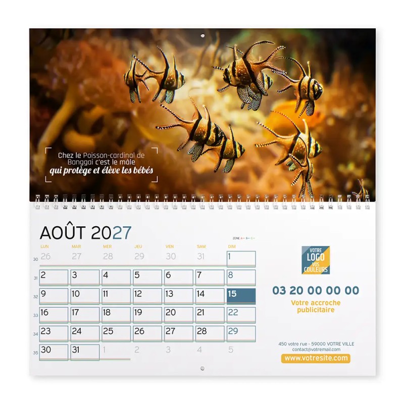 Calendrier mural (33x32 cm) personnalisé - Océan