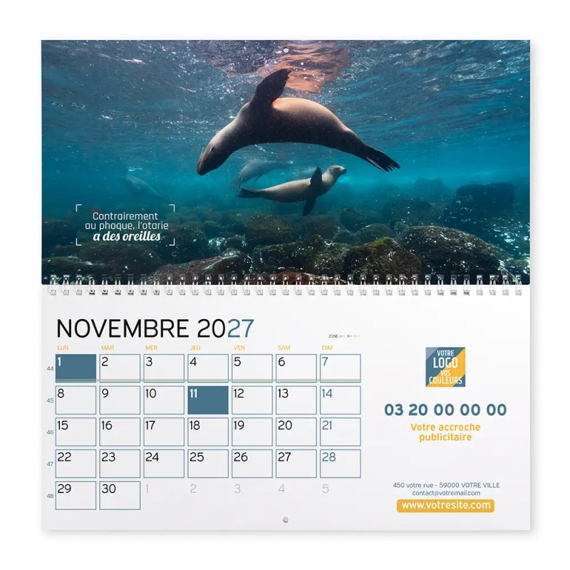 Calendrier mural (33x32 cm) personnalisé - Océan