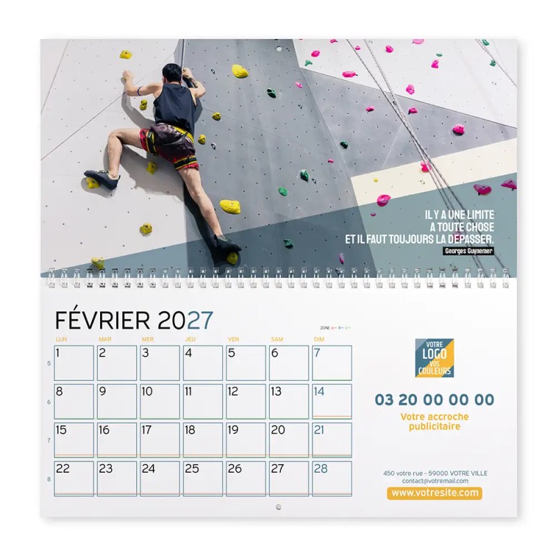 Calendrier mural (33x32 cm) personnalisé - Logo intégré Au bureau