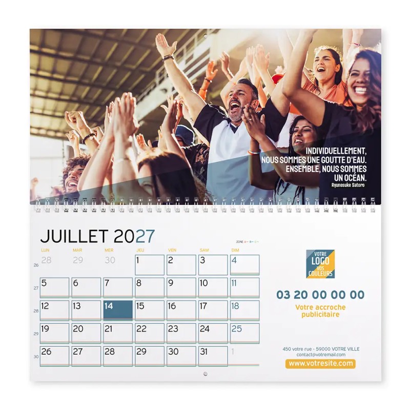 Calendrier mural (33x32 cm) personnalisé - Citations sport