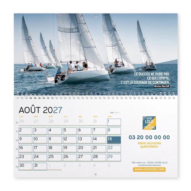 Calendrier mural (33x32 cm) personnalisé - Citations sport