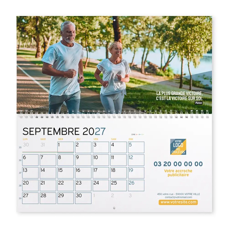Calendrier mural (33x32 cm) personnalisé - Citations sport