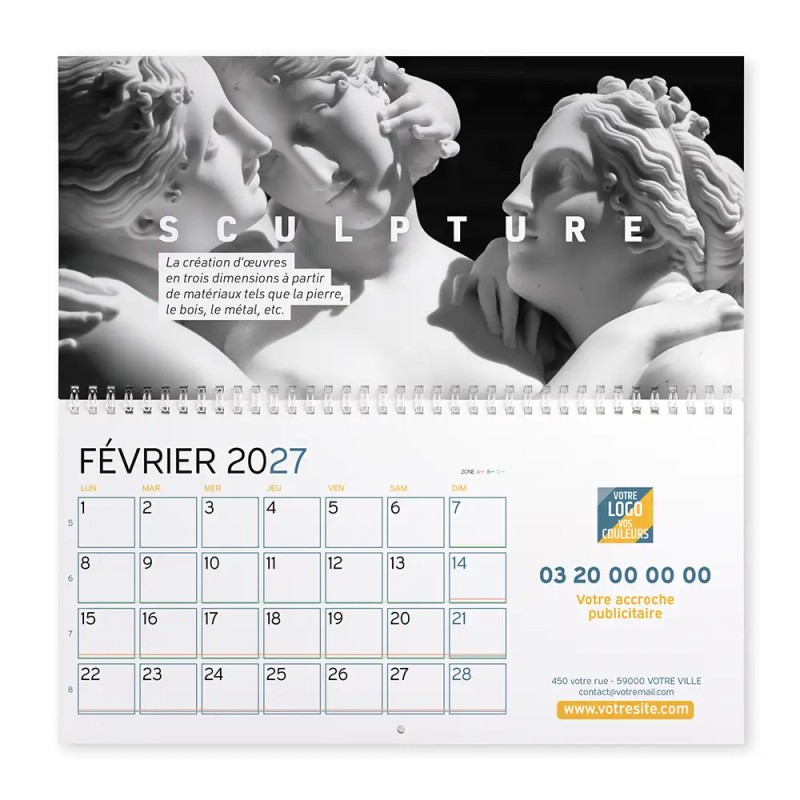 Calendrier mural (33x32 cm) personnalisé - Arts