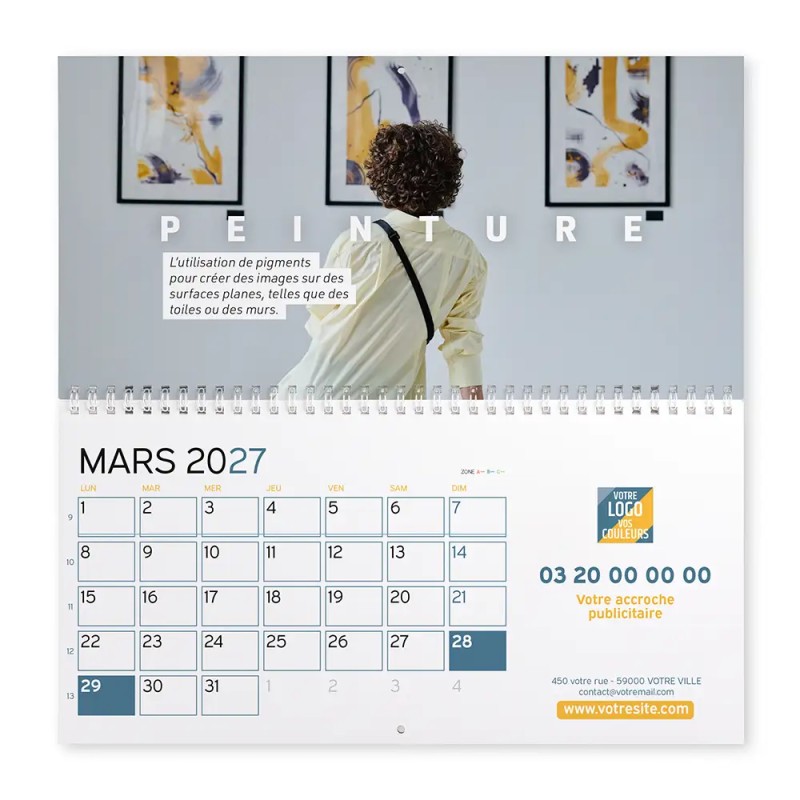 Calendrier mural (33x32 cm) personnalisé - Arts