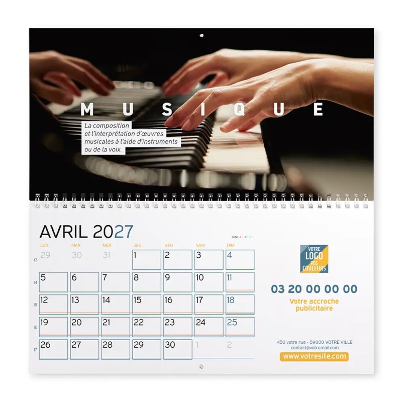 Calendrier mural (33x32 cm) personnalisé - Arts