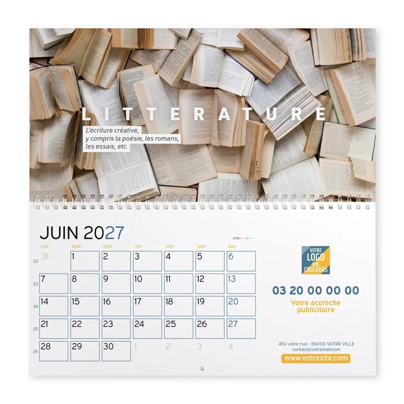 Calendrier mural (33x32 cm) personnalisé - Arts