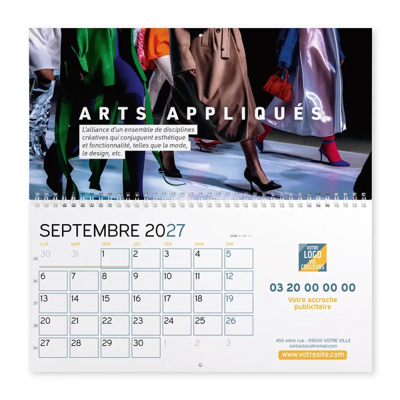 Calendrier mural (33x32 cm) personnalisé - Arts