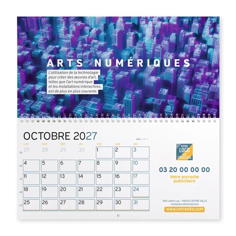 Calendrier mural (33x32 cm) personnalisé - Arts