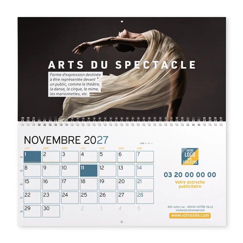 Calendrier mural (33x32 cm) personnalisé - Arts