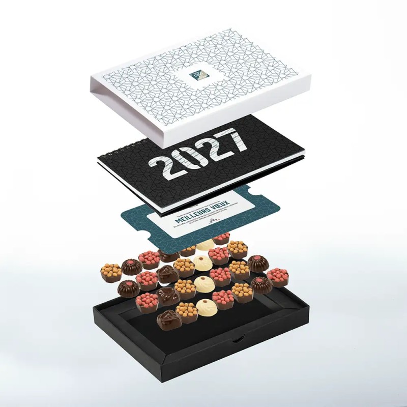 Coffret personnalisé calendrier et chocolats artisanaux - Trilogie Alinéa