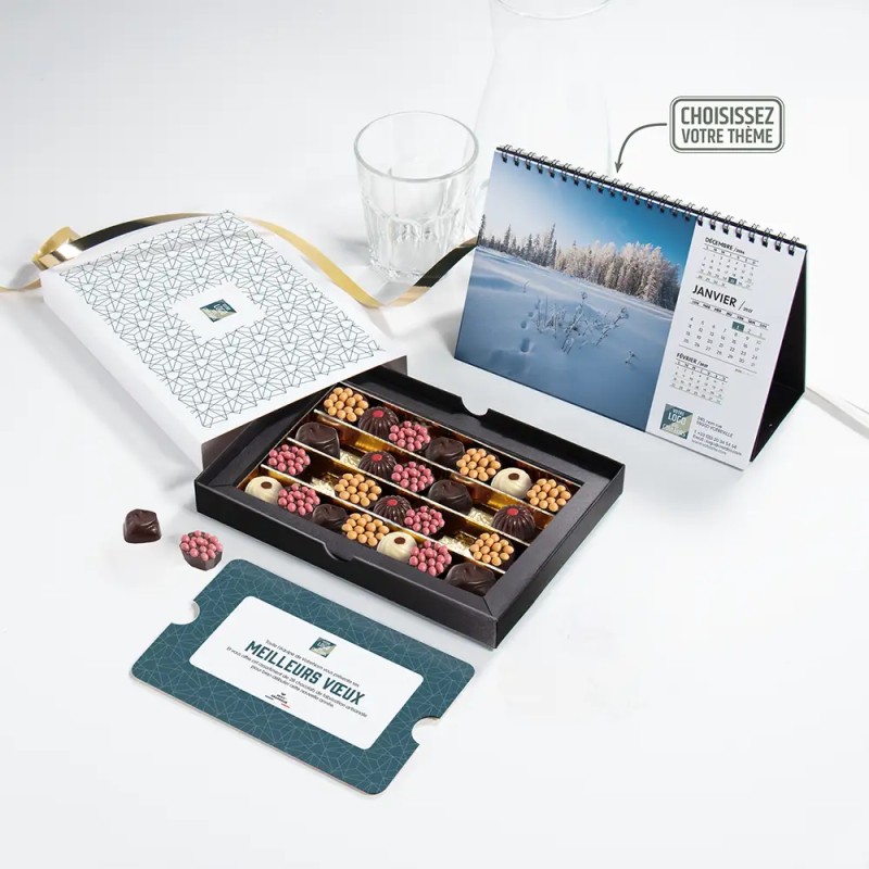 Coffret personnalisé calendrier et chocolats artisanaux - Trilogie Alinéa