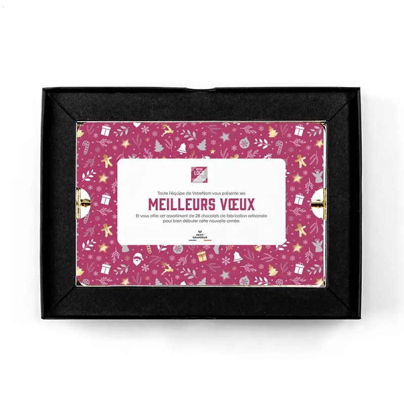Coffret personnalisé calendrier et chocolats artisanaux - Trilogie Réveillon