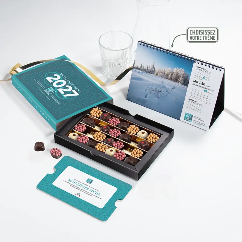 Coffret personnalisé calendrier et chocolats artisanaux - Trilogie Arabesque