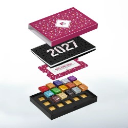 Coffret personnalisé calendrier et caramel artisanaux - Trilogie Réveillon