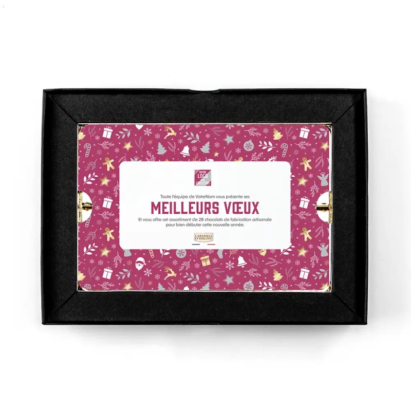 Coffret personnalisé calendrier et caramel artisanaux - Trilogie Réveillon