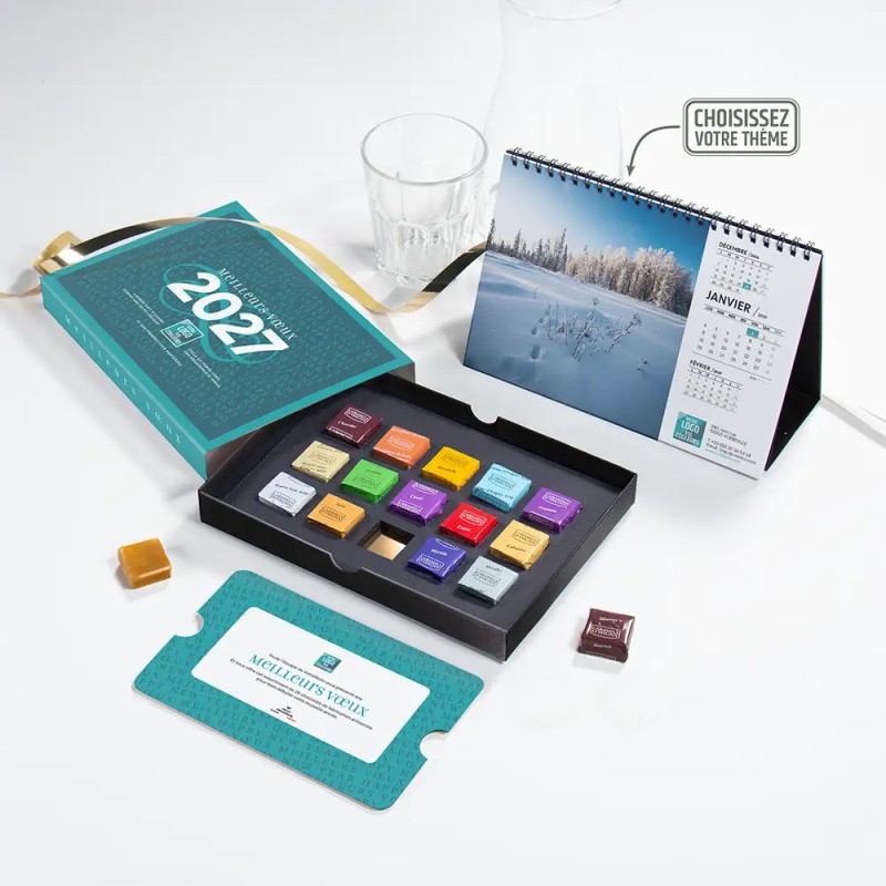Coffret personnalisé calendrier et caramel artisanaux - Trilogie Arabesque