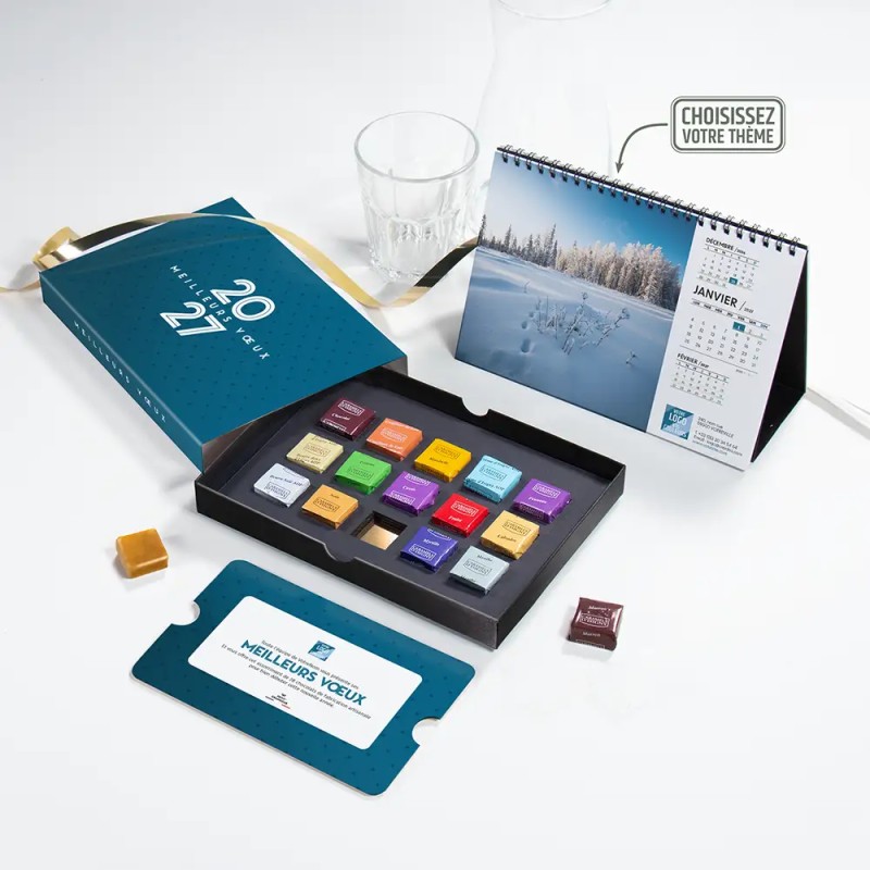 Coffret personnalisé calendrier et caramel artisanaux - Trilogie Lattice