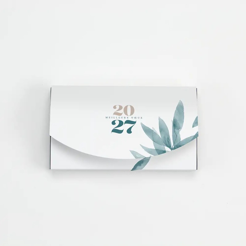 Boîte personnalisée avec 9 papillotes chocolat - Aquarelle