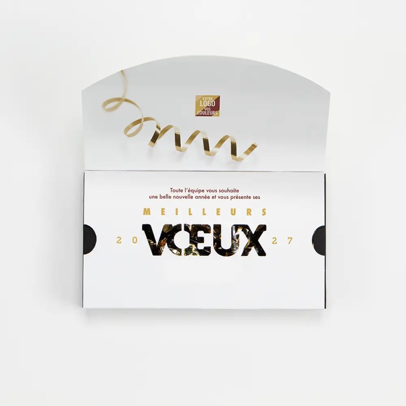 Boîte personnalisée avec 9 papillotes chocolat - Ruban