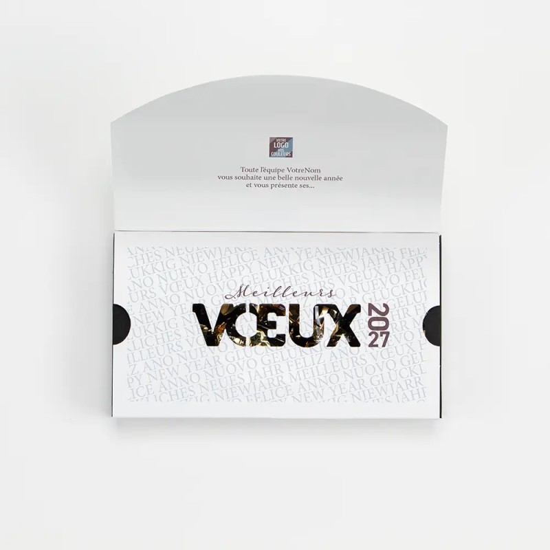 Boîte personnalisée avec 9 papillotes chocolat - Typo