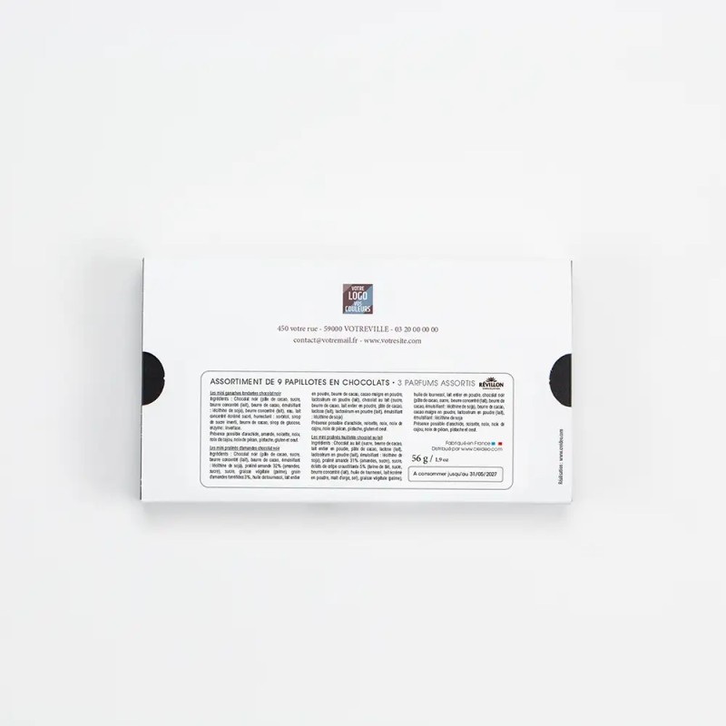 Boîte personnalisée avec 9 papillotes chocolat - Typo