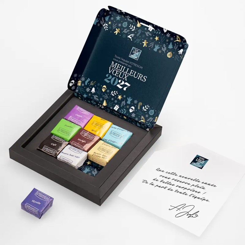 Boîte personnalisée avec 9 caramels artisanaux - Caramix Réveillon