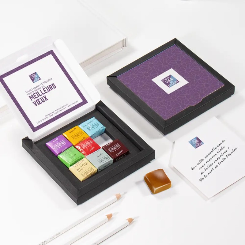 Boîte personnalisée avec 9 caramels artisanaux - Caramix Alinéa