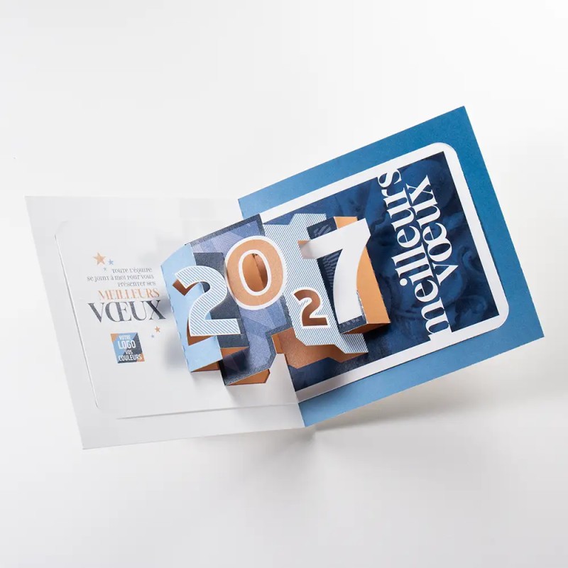 Carte de vœux personnalisée découpe pop up - 2027