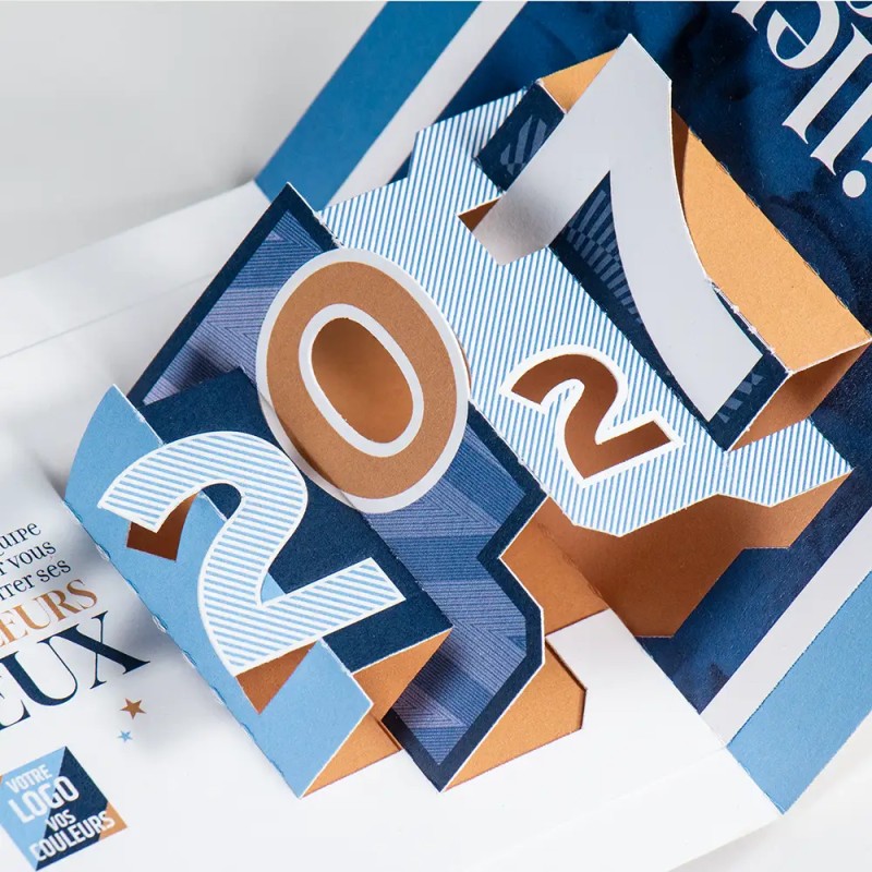 Carte de vœux personnalisée découpe pop up - 2027