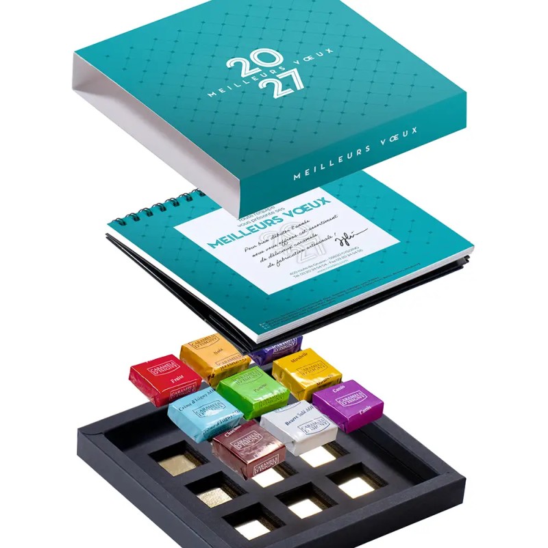 Coffret personnalisé calendrier et caramel artisanaux - Duologie Lattice
