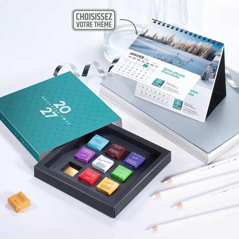 Coffret personnalisé calendrier et caramel artisanaux - Duologie Lattice
