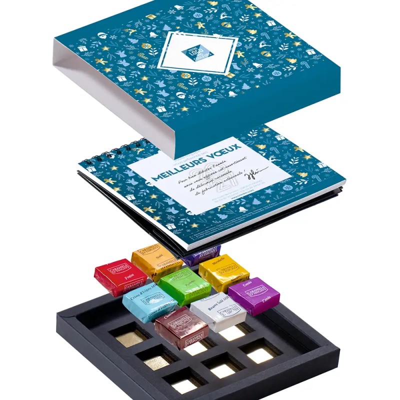 Coffret personnalisé calendrier et caramel artisanaux - Duologie Réveillon