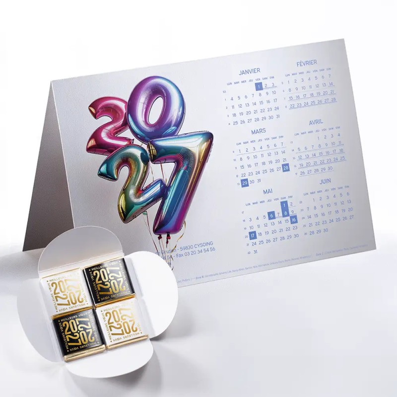 Carte calendrier avec chocolats Caléo - Helium
