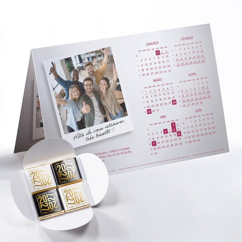 Carte calendrier avec chocolats Caléo - Vos photos