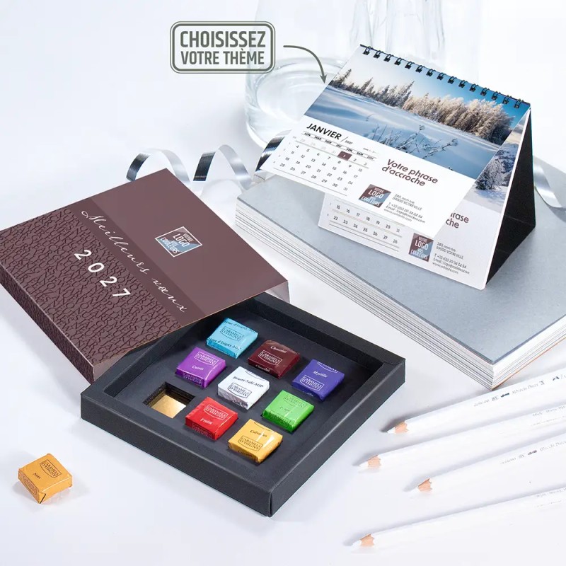 Coffret personnalisé calendrier et caramel artisanaux - Duologie Typo