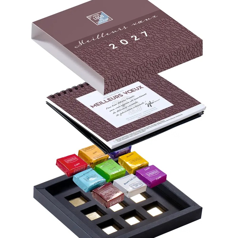 Coffret personnalisé calendrier et caramel artisanaux - Duologie Typo