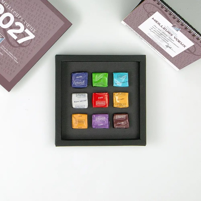 Coffret personnalisé calendrier et caramel artisanaux - Duologie Arabesque