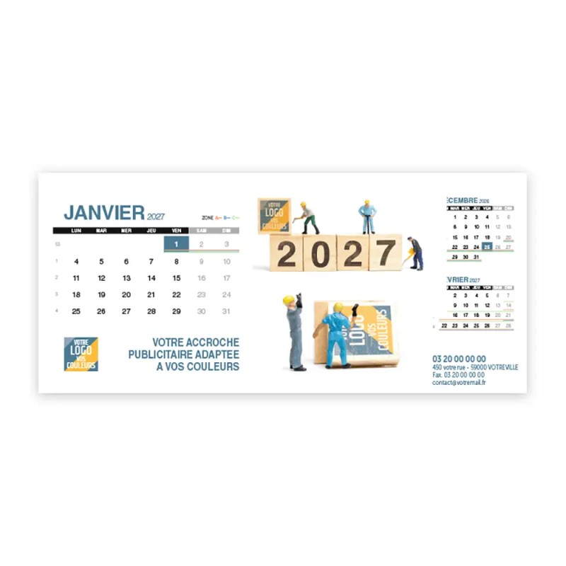 Calendrier chevalet support de téléphone Supra (22,8x10,3cm)  - Logo intégré Miniature