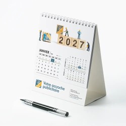 Calendrier chevalet intégral (15x18 cm) personnalisé - Logo intégré Miniature