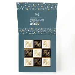 Carte de vœux personnalisée avec chocolats - Ecrin Réveillon