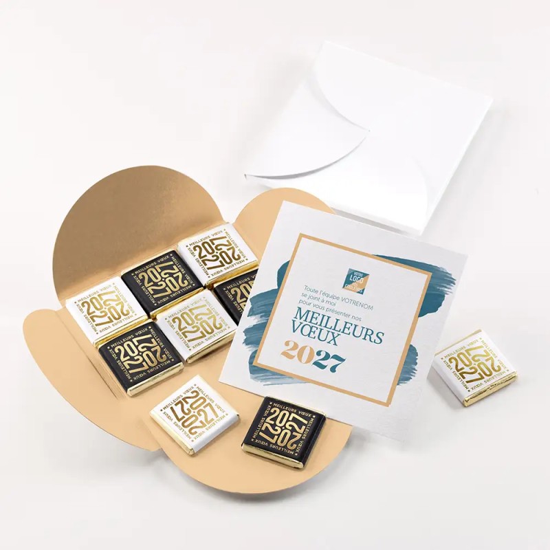 Carte de vœux personnalisée avec chocolats - ChocoPlis Palette