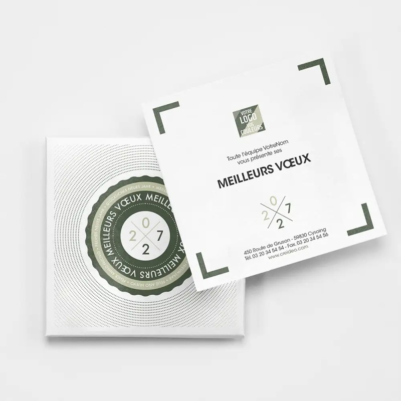 Carte de vœux personnalisée avec chocolats - ChocoPlis Cocarde