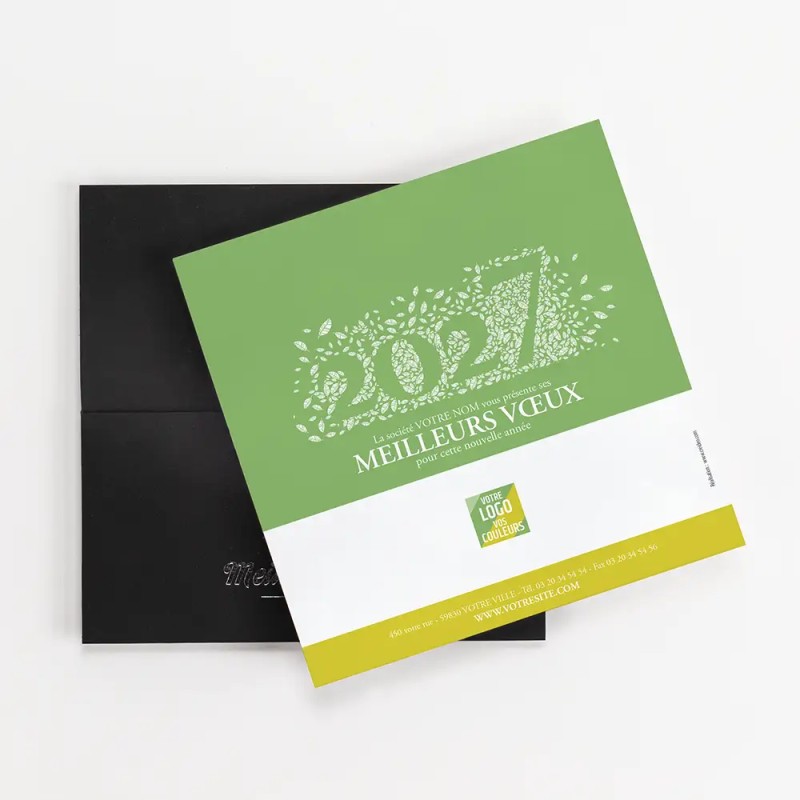 Carte de vœux personnalisée étui noir avec dorure - Harmonie