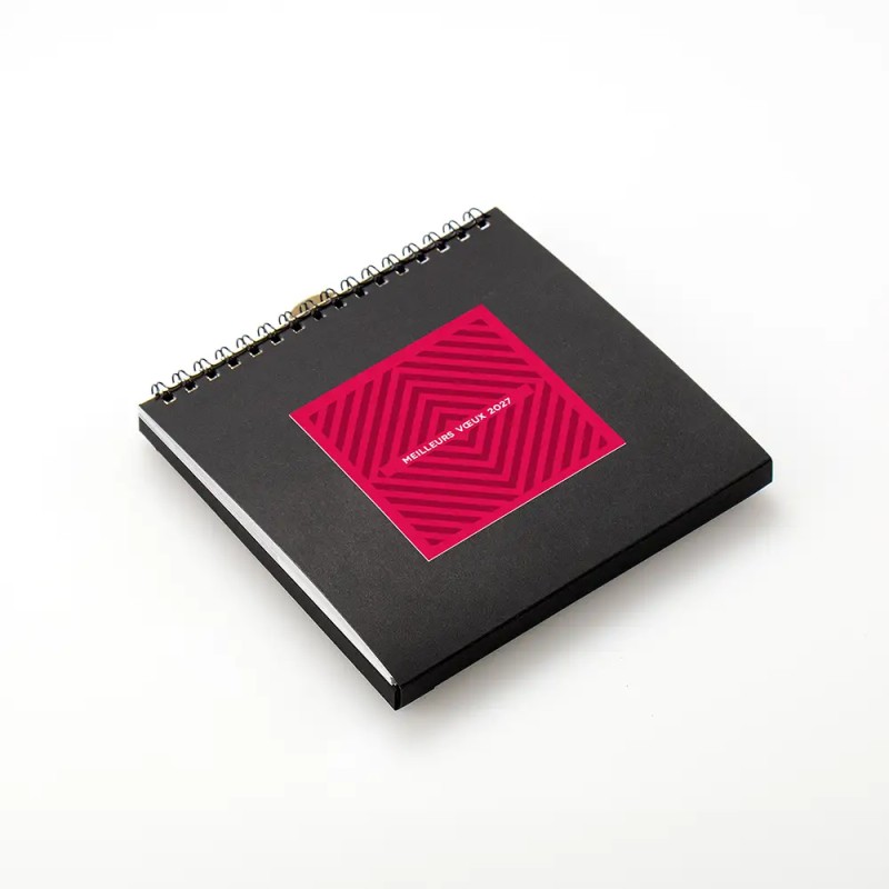 Coffret Calendrier chocolats personnalisé - Carré noir CHEVRONS